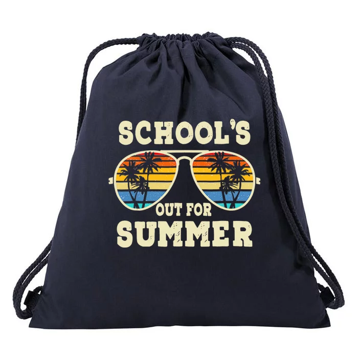 Cute Last Day Of School Schools Out For Summer Teacher Retro Drawstring Bag