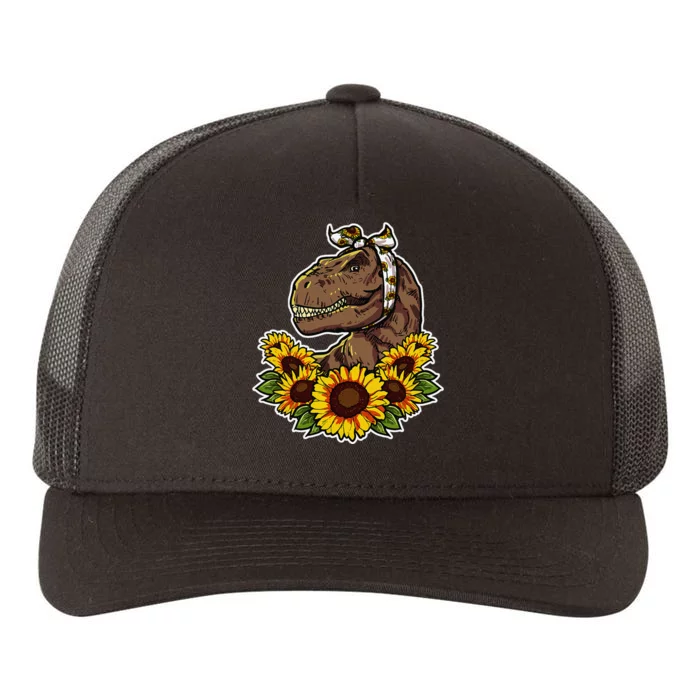 Cute Love Dinosaur Gift Sunflower Decor TRex Yupoong Adult 5-Panel Trucker Hat