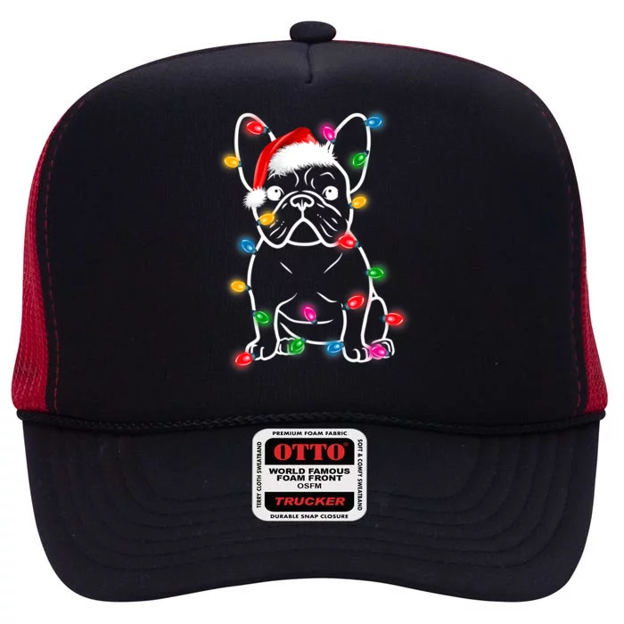 Christmas Lights Dog French Bulldog High Crown Mesh Trucker Hat