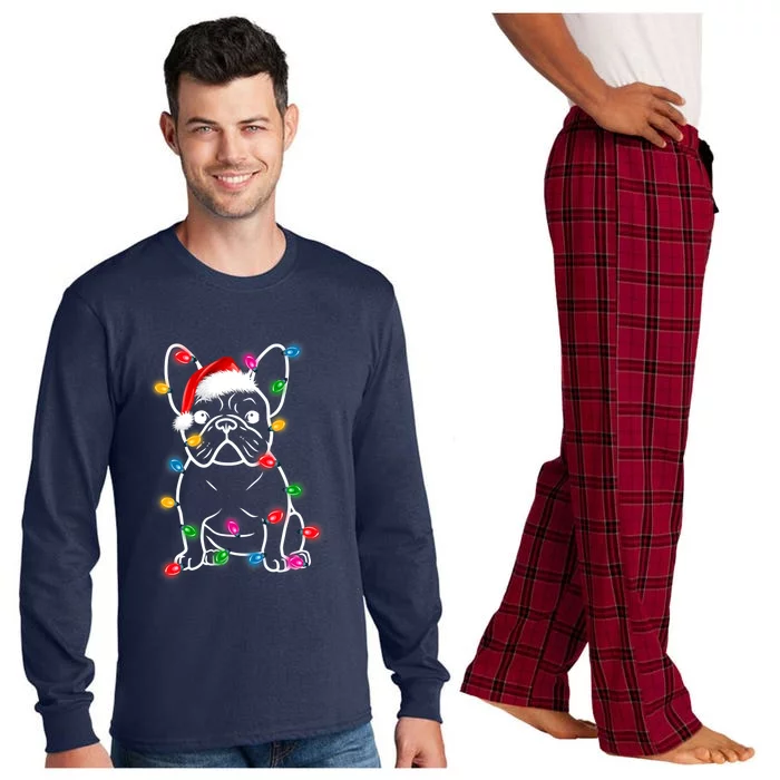 Christmas Lights Dog French Bulldog Long Sleeve Pajama Set