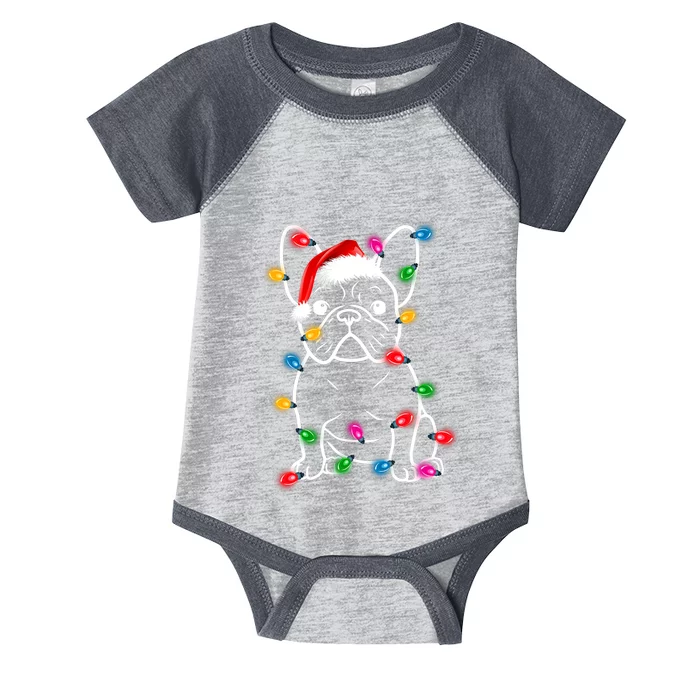 Christmas Lights Dog French Bulldog Infant Baby Jersey Bodysuit