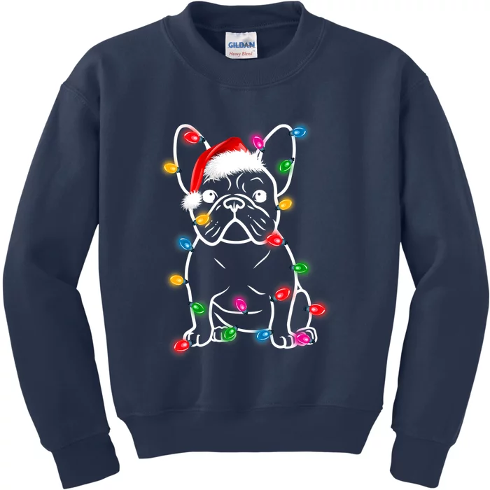 Christmas Lights Dog French Bulldog Kids Sweatshirt