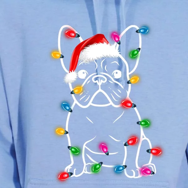 Christmas Lights Dog French Bulldog Unisex Surf Hoodie