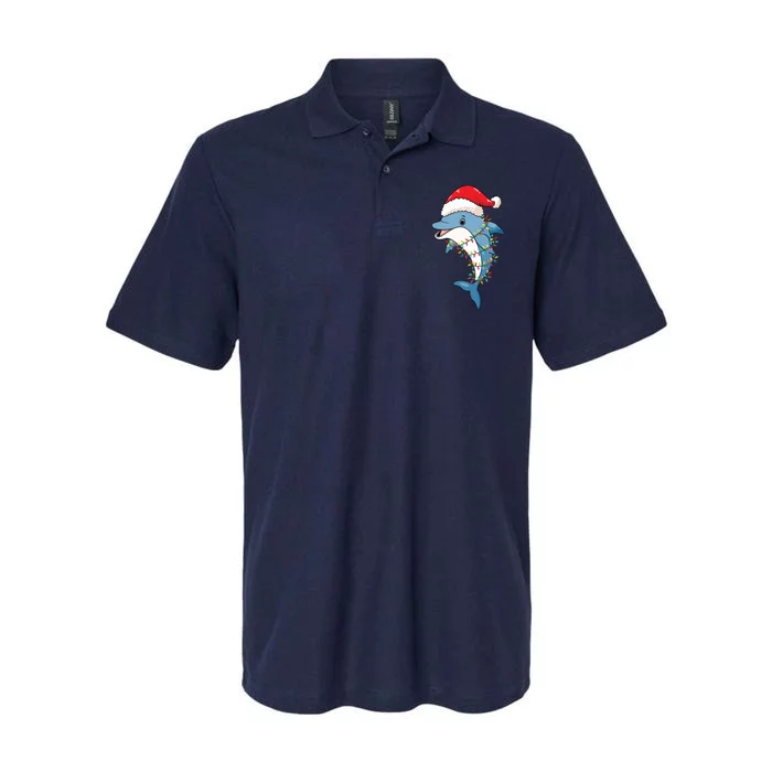 Christmas Lights Dolphin Wearing Xmas Hat Dolphin Lover Softstyle Adult Sport Polo