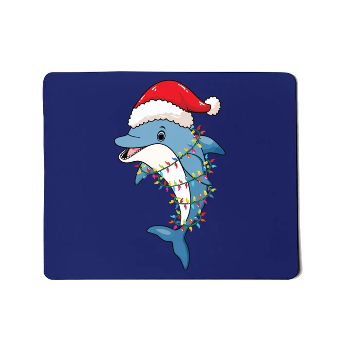 Christmas Lights Dolphin Wearing Xmas Hat Dolphin Lover Mousepad