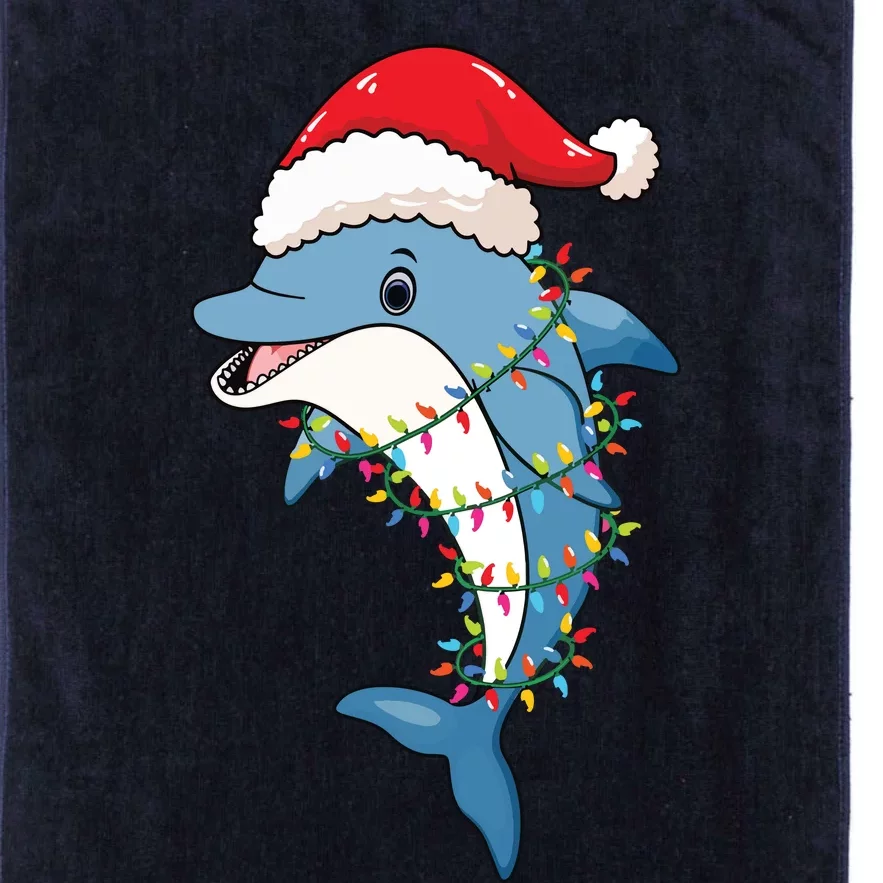 Christmas Lights Dolphin Wearing Xmas Hat Dolphin Lover Platinum Collection Golf Towel