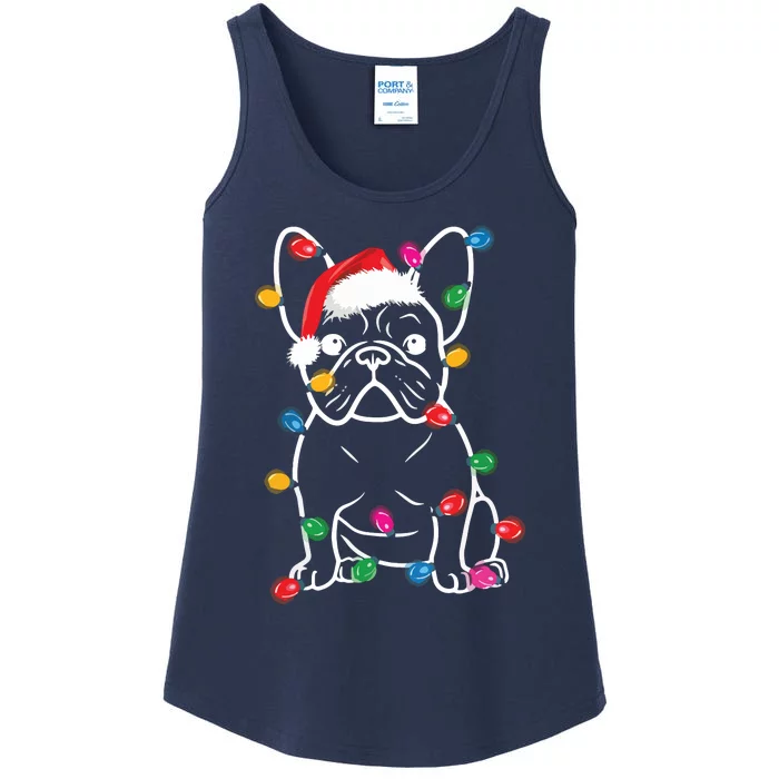 Christmas Lights Dog French Bulldog Ladies Essential Tank