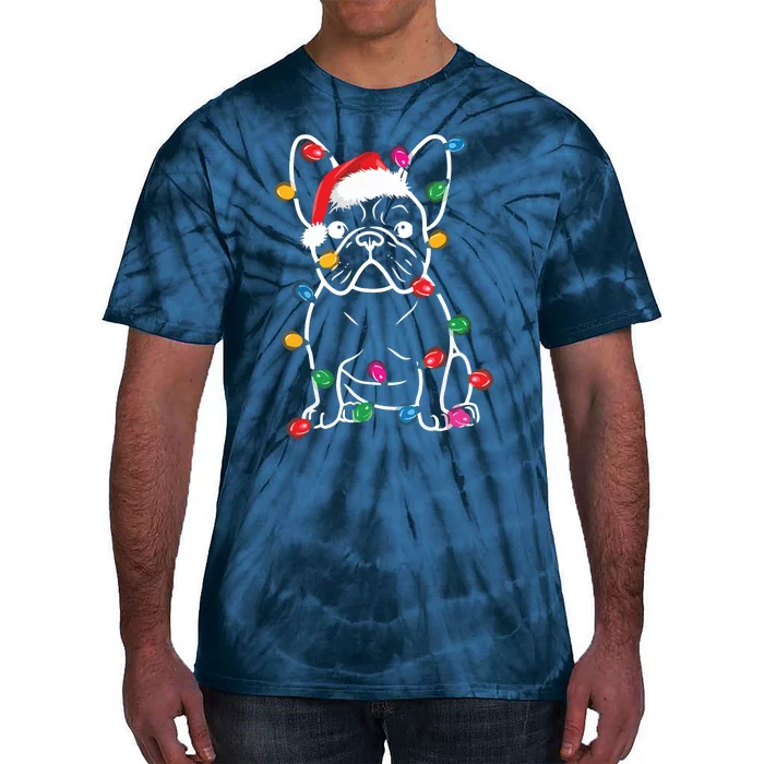 Christmas Lights Dog French Bulldog Tie-Dye T-Shirt