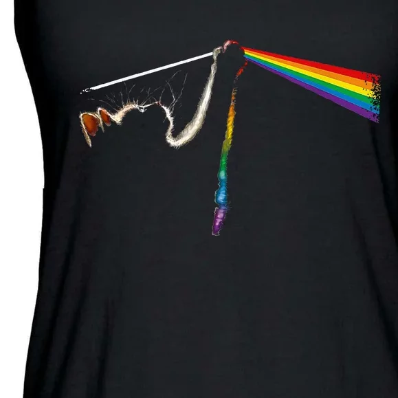 Cat Lover Dad Cat Mom Prism Rainbow Light Rock Music Ladies Essential Flowy Tank