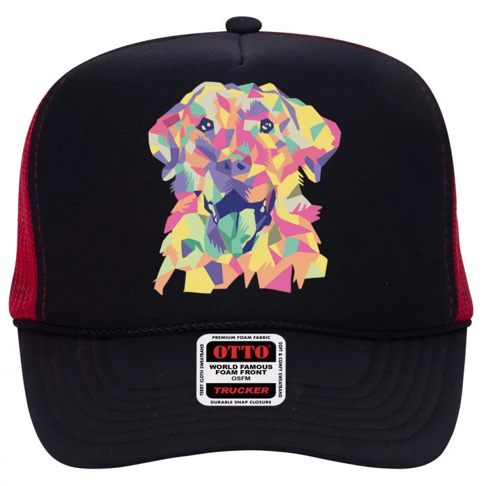 Colorful Labrador Dog High Crown Mesh Trucker Hat