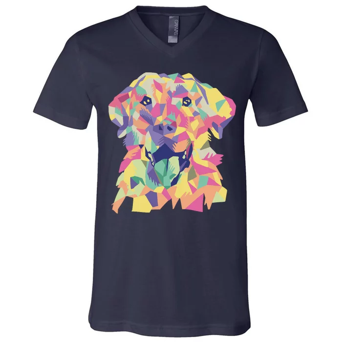 Colorful Labrador Dog V-Neck T-Shirt