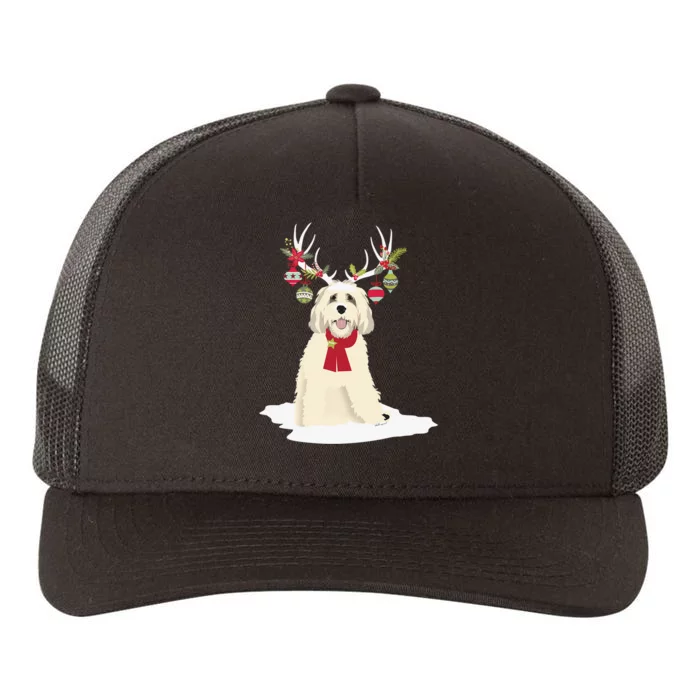 Cute Labradoodle Doodle Christmas Reindeer Graphic Holiday Yupoong Adult 5-Panel Trucker Hat