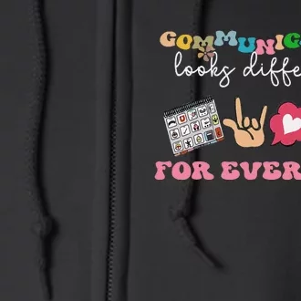 Communication Looks Different For Everyone Autism Awareness Full Zip Hoodie