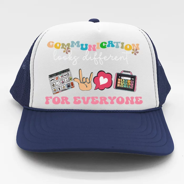 Communication Looks Different For Everyone Autism Awareness Trucker Hat