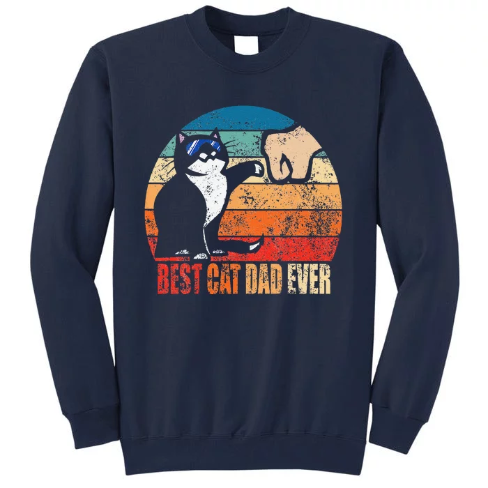 Cat Loving Daddy Fathers Day Gift None Best Cat Dad Ever Paw Fist Bump Funny Fat Tall Sweatshirt