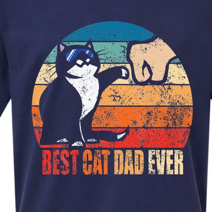 Cat Loving Daddy Fathers Day Gift None Best Cat Dad Ever Paw Fist Bump Funny Fat Sueded Cloud Jersey T-Shirt