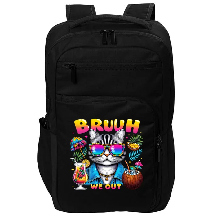 Cute Last Day Of School Year Summer Cat Bruh We Out Student Gift Impact Tech Backpack