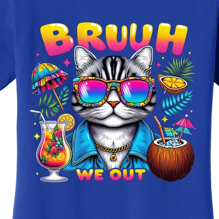 Cute Last Day Of School Year Summer Cat Bruh We Out Student Gift Women's T-Shirt