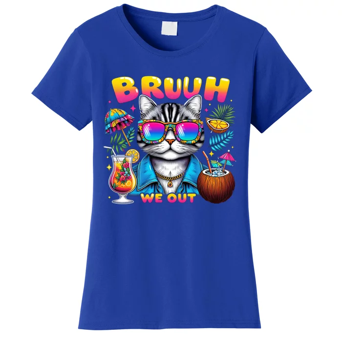 Cute Last Day Of School Year Summer Cat Bruh We Out Student Gift Women's T-Shirt