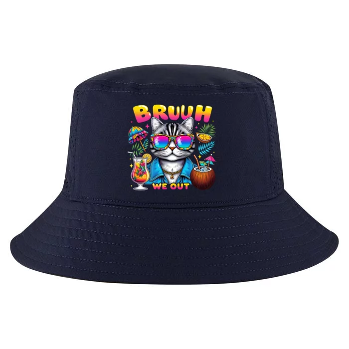 Cute Last Day Of School Year Summer Cat Bruh We Out Student Gift Cool Comfort Performance Bucket Hat