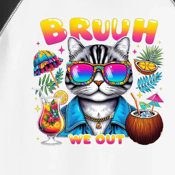 Cute Last Day Of School Year Summer Cat Bruh We Out Student Gift Toddler Fine Jersey T-Shirt