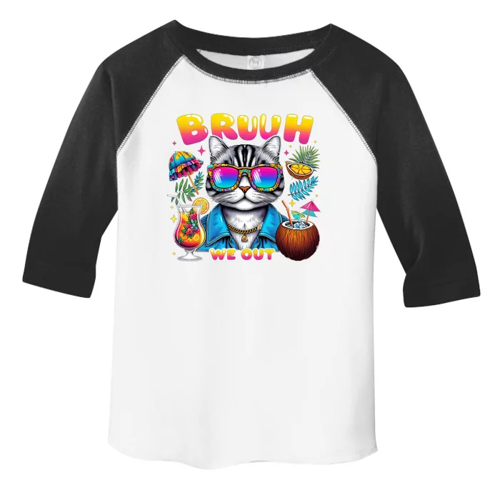 Cute Last Day Of School Year Summer Cat Bruh We Out Student Gift Toddler Fine Jersey T-Shirt