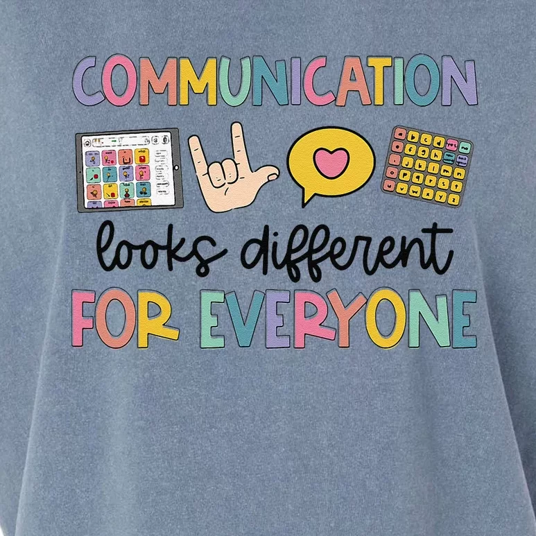 Communication Looks Different For Everyone Speech Therapy Gift Garment-Dyed Women's Muscle Tee