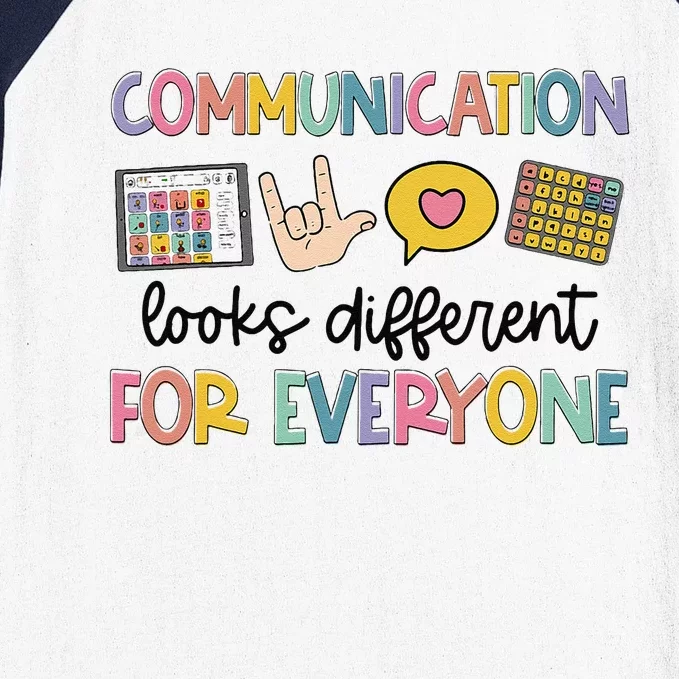 Communication Looks Different For Everyone Speech Therapy Gift Baseball Sleeve Shirt