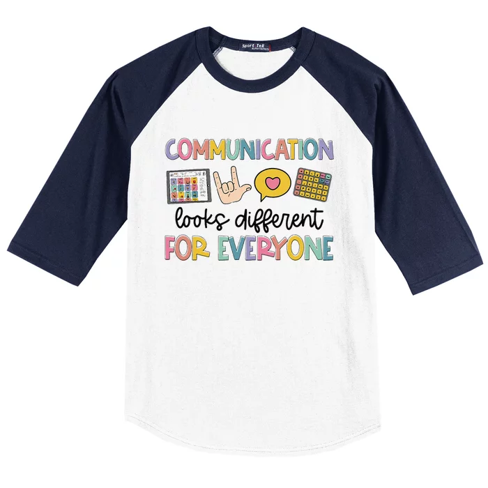 Communication Looks Different For Everyone Speech Therapy Gift Baseball Sleeve Shirt