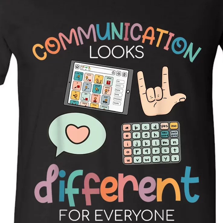 Communication Looks Different For Everyone Autism Awareness V-Neck T-Shirt