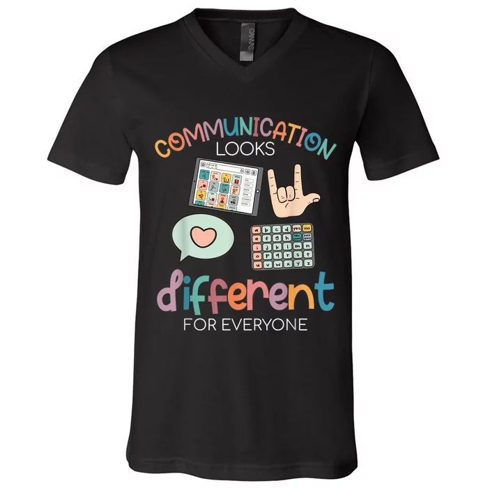 Communication Looks Different For Everyone Autism Awareness V-Neck T-Shirt