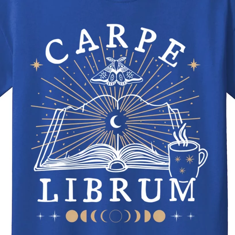 Carpe Librum Dark Academia Aesthetic Moth Book Witchy Gothic Funny Gift Kids T-Shirt