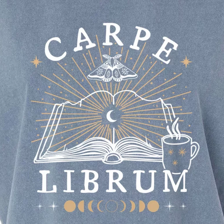 Carpe Librum Dark Academia Aesthetic Moth Book Witchy Gothic Funny Gift Garment-Dyed Women's Muscle Tee