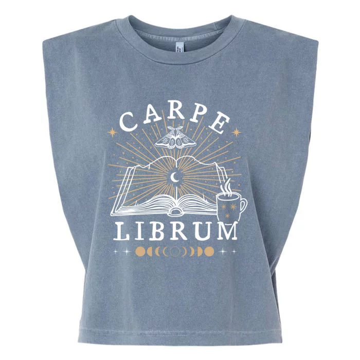 Carpe Librum Dark Academia Aesthetic Moth Book Witchy Gothic Funny Gift Garment-Dyed Women's Muscle Tee