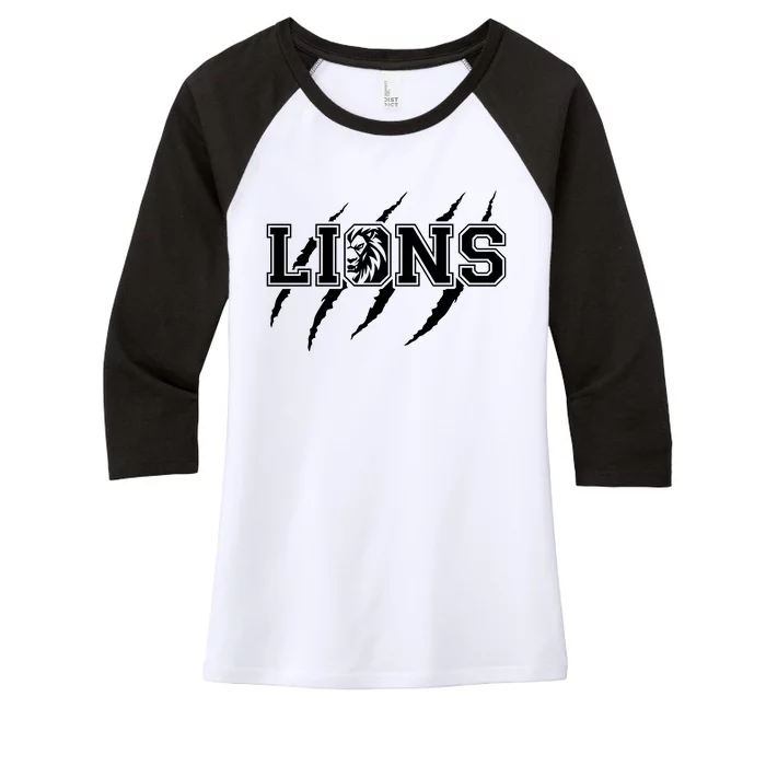 Cool Lions Detroit Football Michigan Women's Tri-Blend 3/4-Sleeve Raglan Shirt