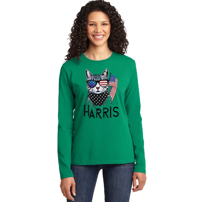 Cat Lady Design Kamala Harris Ladies Long Sleeve Shirt