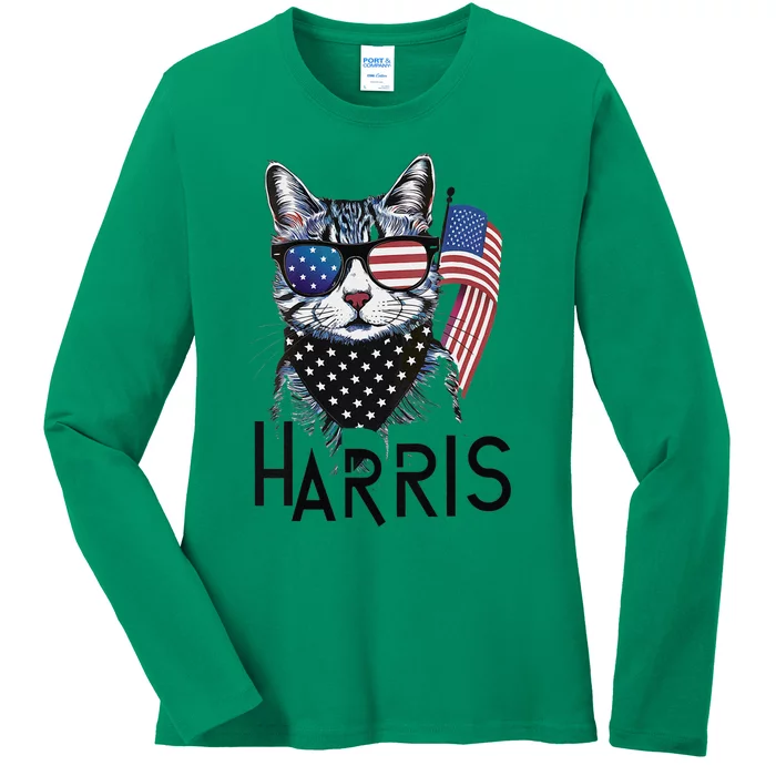 Cat Lady Design Kamala Harris Ladies Long Sleeve Shirt