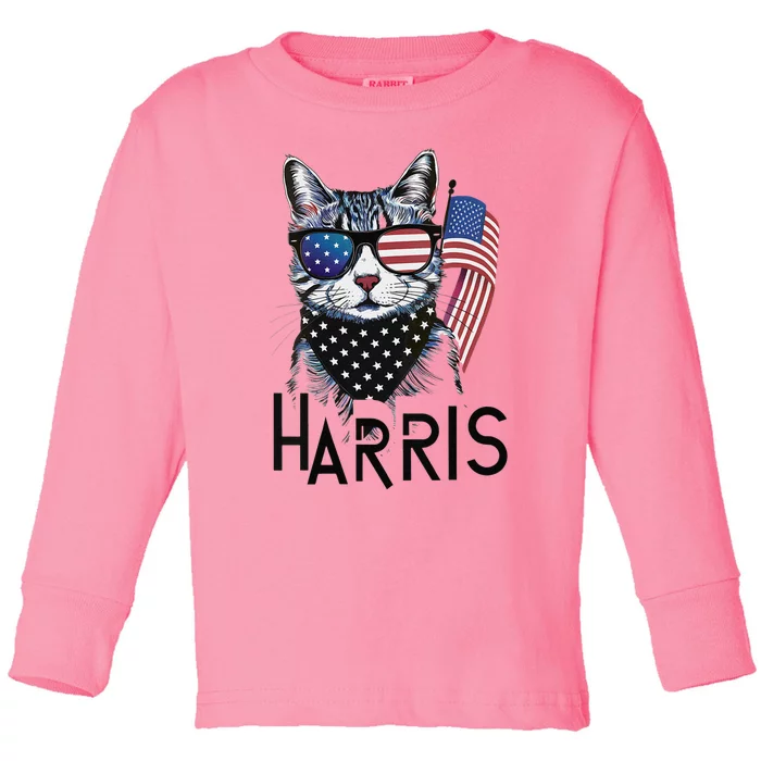 Cat Lady Design Kamala Harris Toddler Long Sleeve Shirt