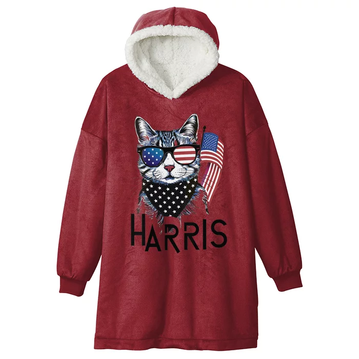 Cat Lady Design Kamala Harris Hooded Wearable Blanket