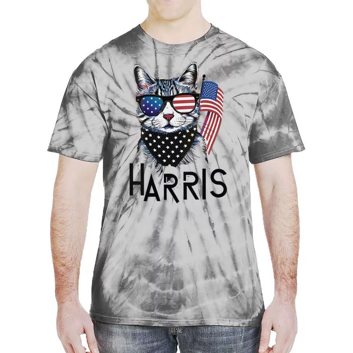 Cat Lady Design Kamala Harris Tie-Dye T-Shirt