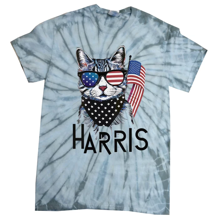 Cat Lady Design Kamala Harris Tie-Dye T-Shirt