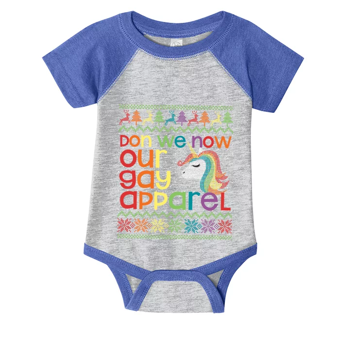 Christmas Lgbt Don We Now Our Gay Rainbow Unicorn Gift Infant Baby Jersey Bodysuit