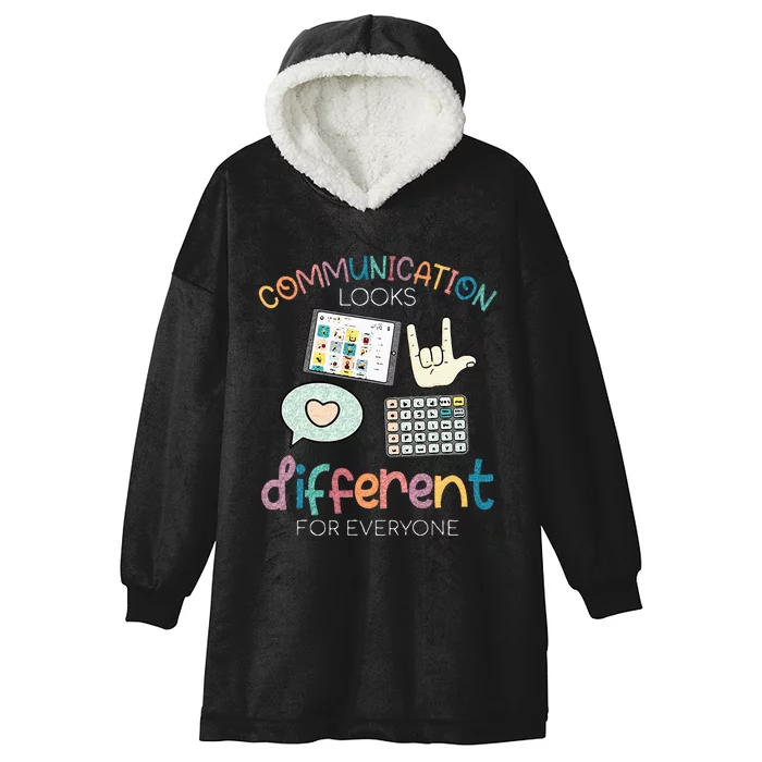 Communication Looks Different For Everyone Autism Awareness Hooded Wearable Blanket