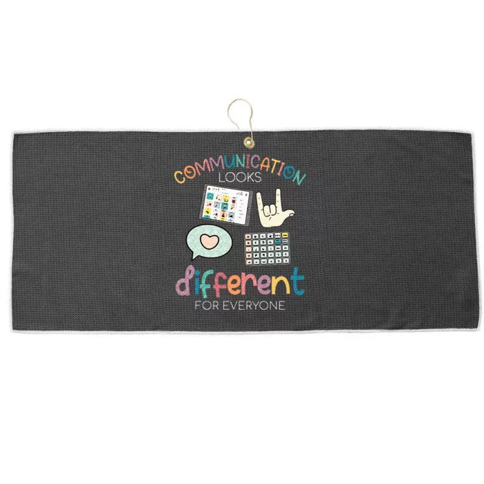 Communication Looks Different For Everyone Autism Awareness Large Microfiber Waffle Golf Towel