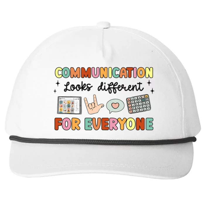 Communication Looks Different For Everyone Speech Therapy Snapback Five-Panel Rope Hat