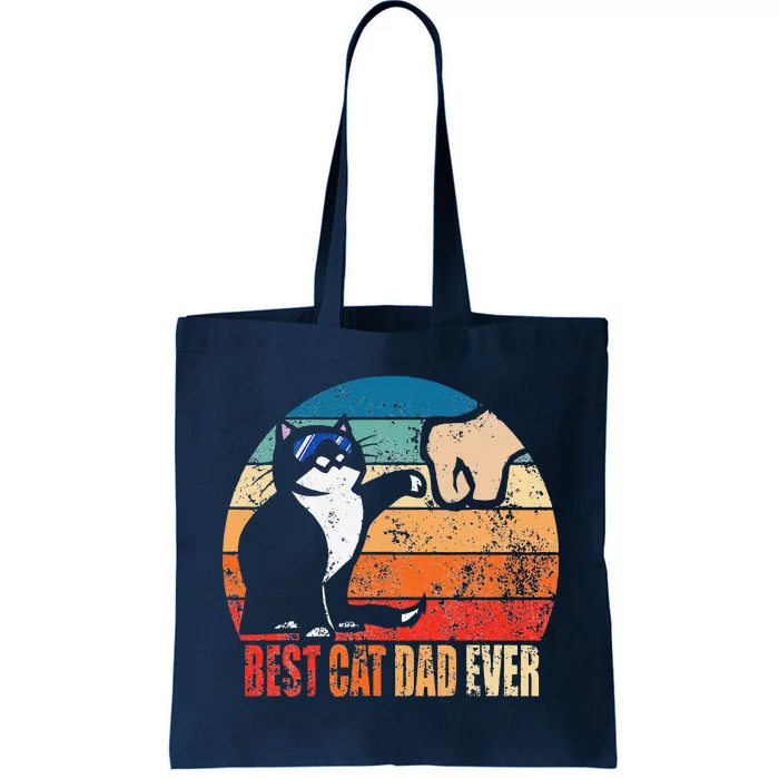 Cat Loving Daddy Fathers Day Gift None Best Cat Dad Ever Paw Fist Bump Funny Fat Tote Bag