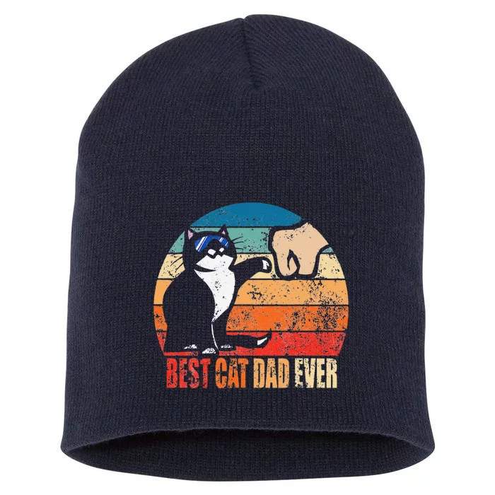 Cat Loving Daddy Fathers Day Gift None Best Cat Dad Ever Paw Fist Bump Funny Fat Short Acrylic Beanie