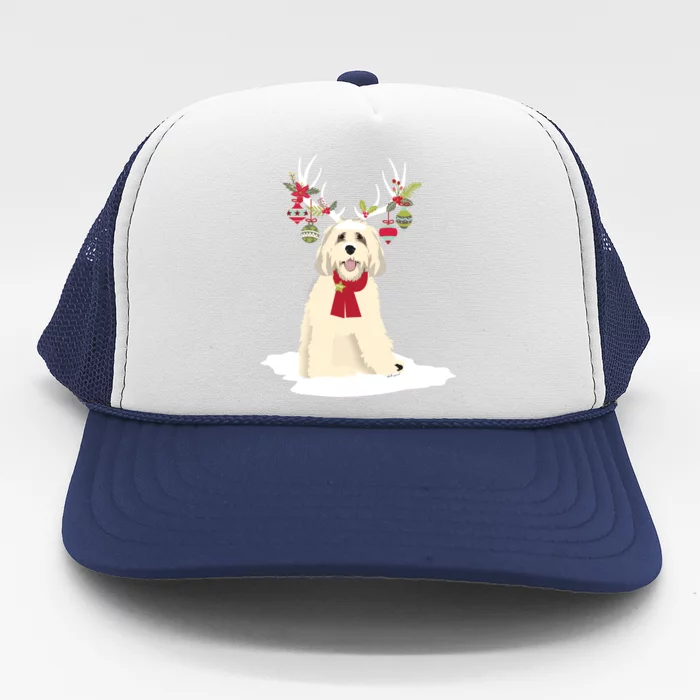 Cute Labradoodle Doodle Christmas Reindeer Graphic Holiday Gift Trucker Hat