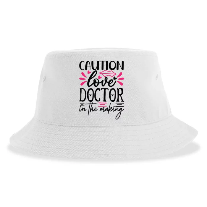 Caution Love Doctor In The Making Sustainable Bucket Hat