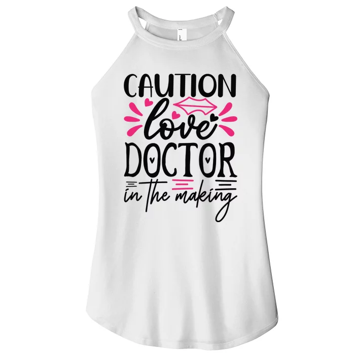 Caution Love Doctor In The Making Women’s Perfect Tri Rocker Tank